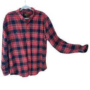 Vintage Eddie Bauer Sonoma Heathers Flannel Shirt XL Red Black Plaid lumberjack